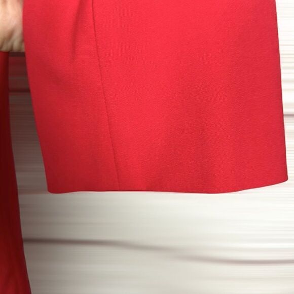 Lafayette 148 New York Red Wool Draped Shift Dress 3/4 Sleeves Round Neck US10 - Picture 5 of 14
